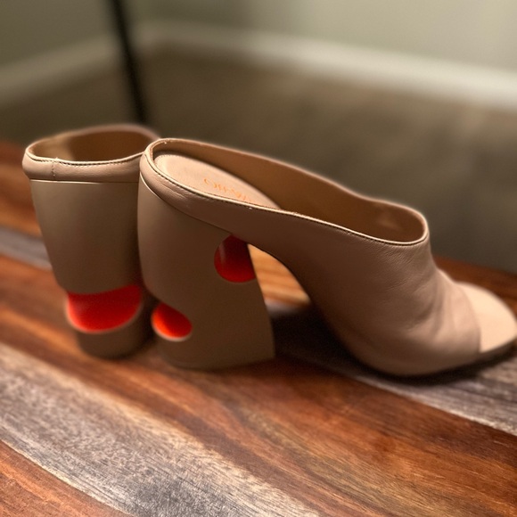 Off-White Pop Meteor 110mm block mules tan & orange - Picture 5 of 9